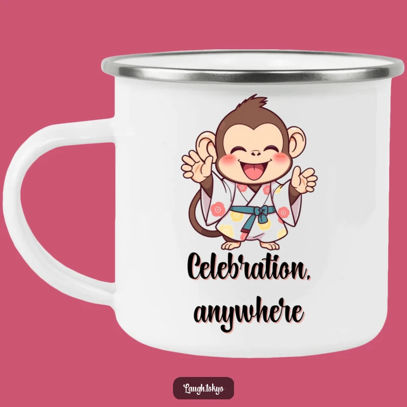 Funny Monkey Kimono Camping Mug: Joyful Outdoors & Cheerful Sips