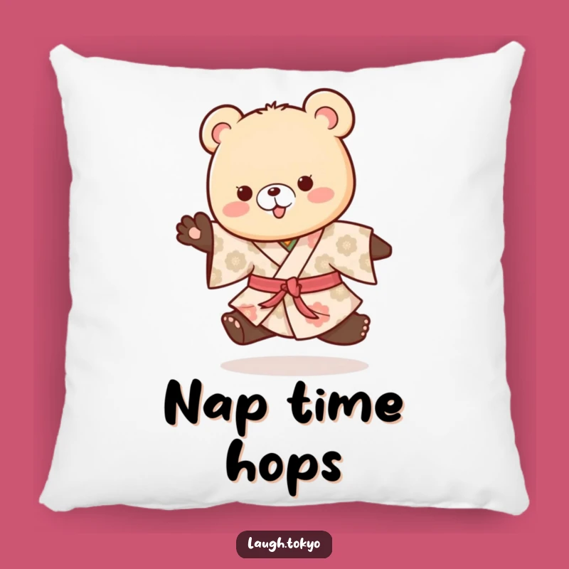Funny Bear Cub Kimono Pillow: Cozy Patterned Hop Cushion, Adorable Humorous Gift
