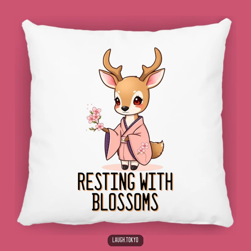 Funny Deer Kimono Pillow: Cozy Elegant Blossom Cushion, Adorable Humorous Gift