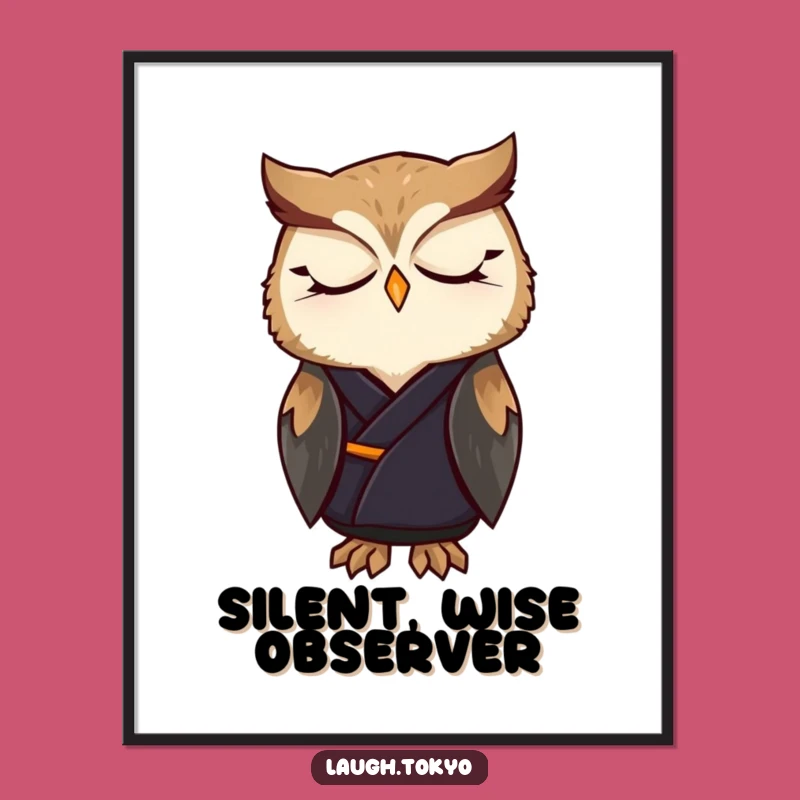 Funny Owl Kimono Digital Art: Peaceful Wall Decor & Printable Gift