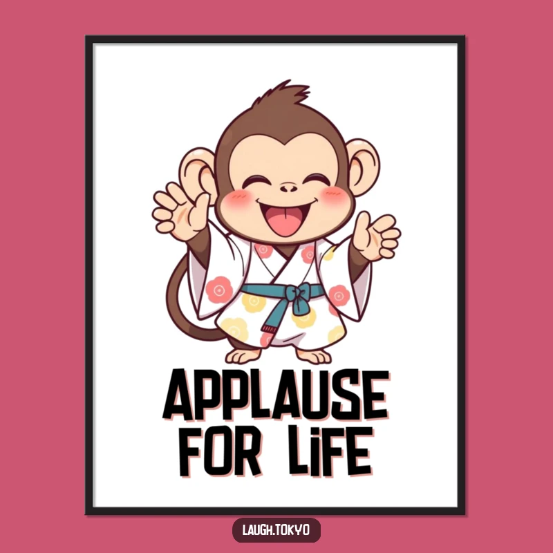 Funny Monkey Kimono Poster: Joyful Art Print & Cheerful Decor