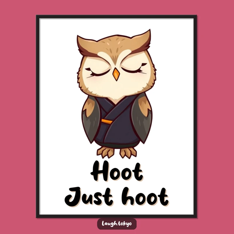 Funny Owl Kimono Poster: Peaceful Art Print Gift for Home Decor