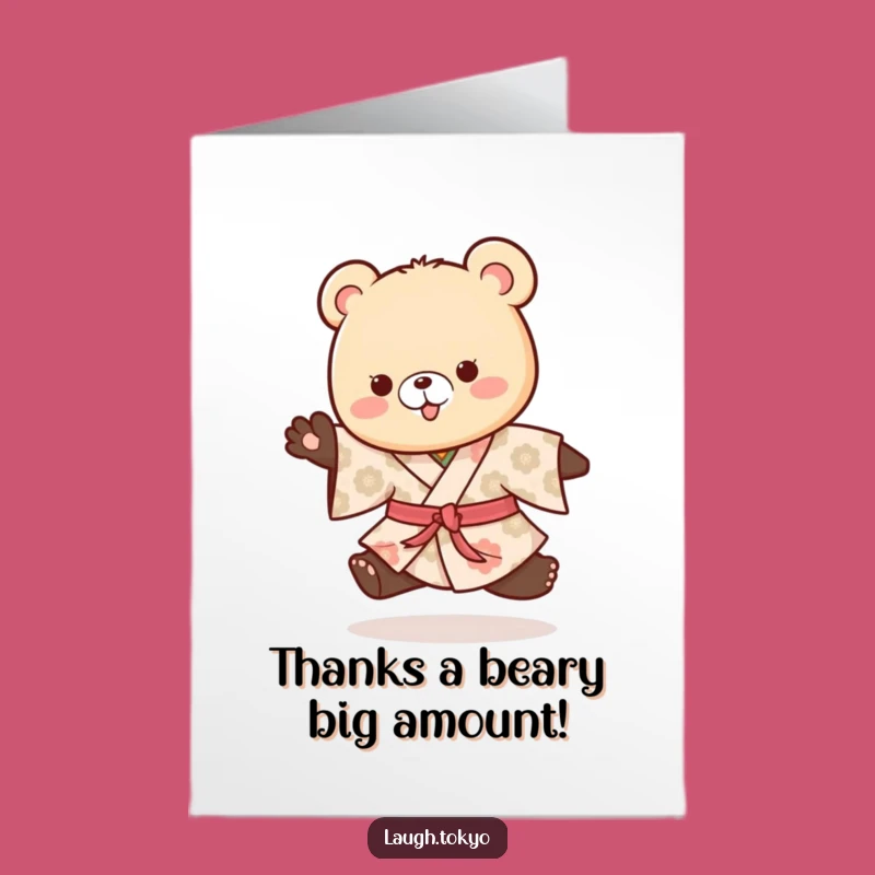Free Printable Thank You Card: Bear Cub Kimono Hop for Sweet Thanks