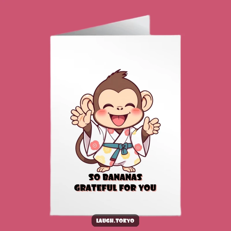 Free Printable Monkey Kimono Thank You Card: Joyful & Funny Downloadable Gift
