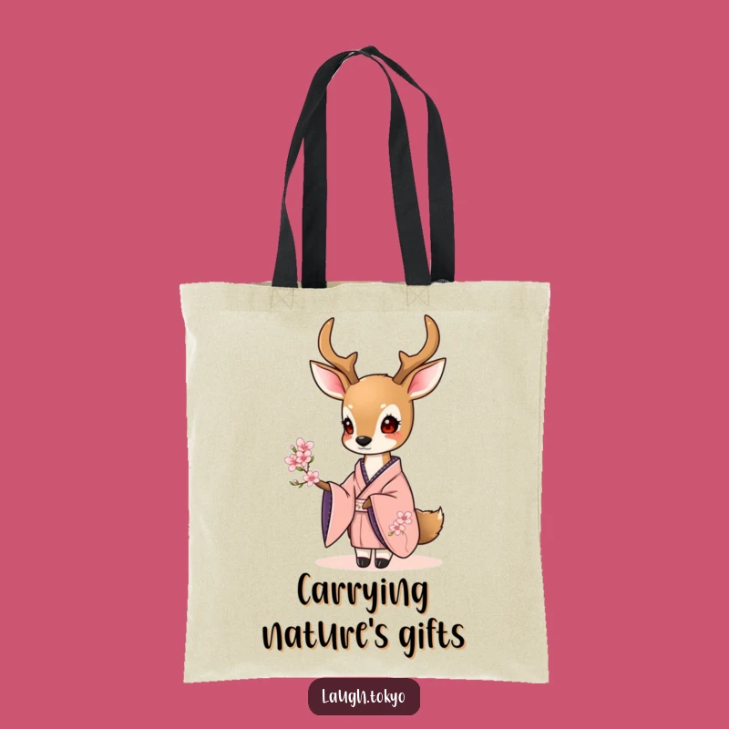 Funny Deer Kimono Tote Bag: Elegant Blossom Purse, Ideal Humorous Gift